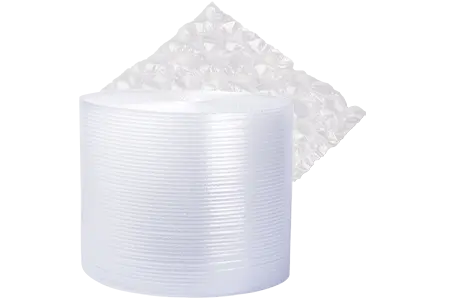 Mehr über Recyclat-Luftpolsterfolie erfahren Freigestelltes Bild von PCR-Luftpolsterfolie