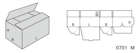 Illustration FEFCO Typ 07 Faltboden- und Aufrichteschachteln und Trays - 0701 M